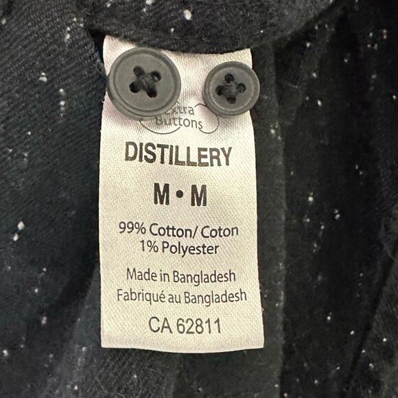 Distillery apparel button up speckle spotted shirt black grey white collared - Picture 3 of 4